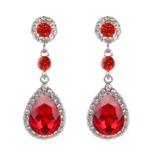 Red Water Droplets Dangle Earrings for Women